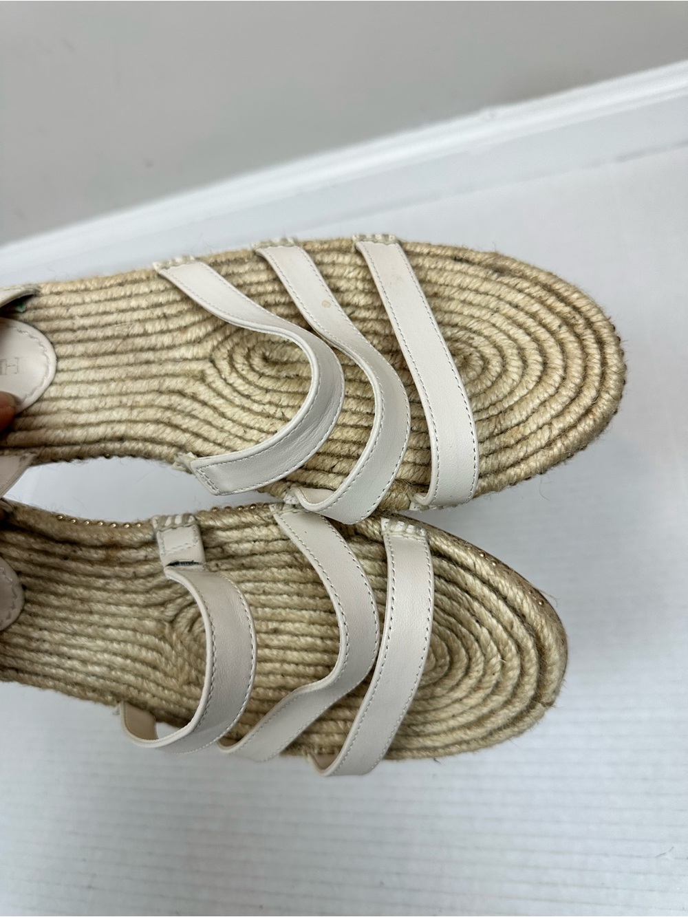 Coach Carissa Leather Women's Espadrille Chalk Gold Pearl | C2794 - Size 10 B - Picture 3 of 13